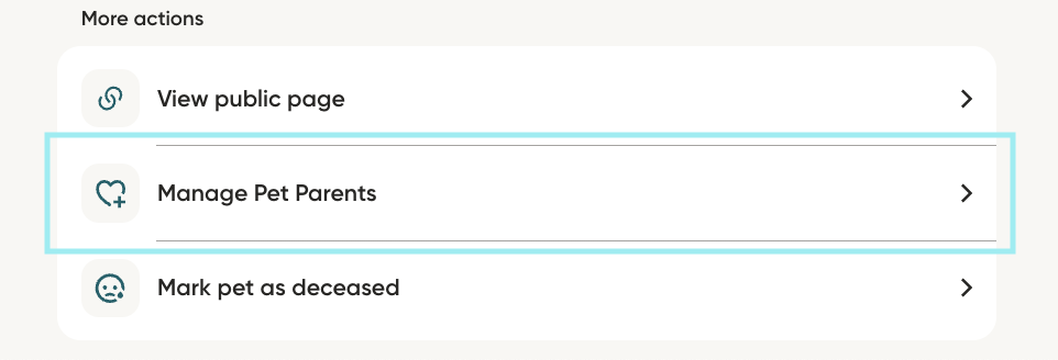 Manage Pet Parents Button