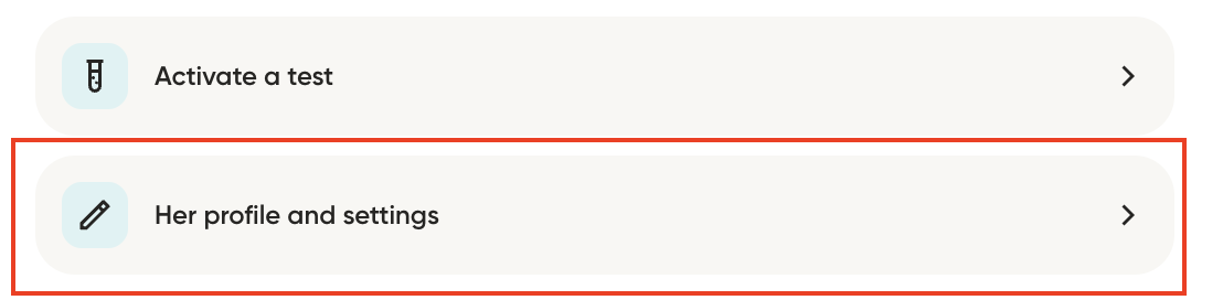 His or Her Profile and settings button